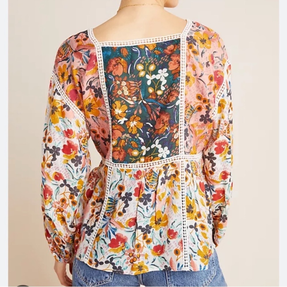 Anthropologie Maeve Nikki Peasant Blouse Floral Bohemian XS - Picture 2 of 11